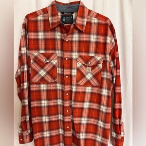 Carhartt Men's Red and White Plaid Button Down Shirt